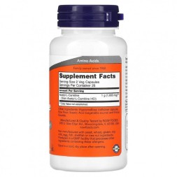 Товары для здоровья, спорта и фитнеса NOW Acetyl-L-Carnitine 500 мг  (50 капс)