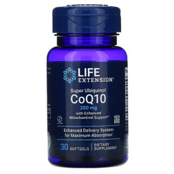 БАДы для мужчин и женщин Life Extension Super Ubiquinol CoQ10 200 mg   (30 softgels)